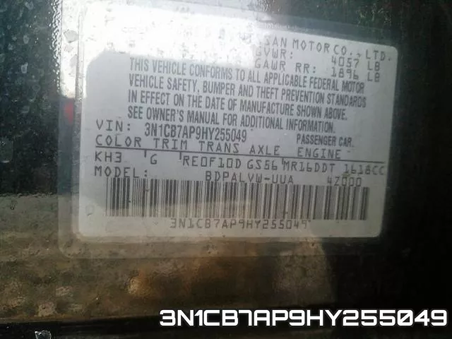 3N1CB7AP9HY255049 фото 2