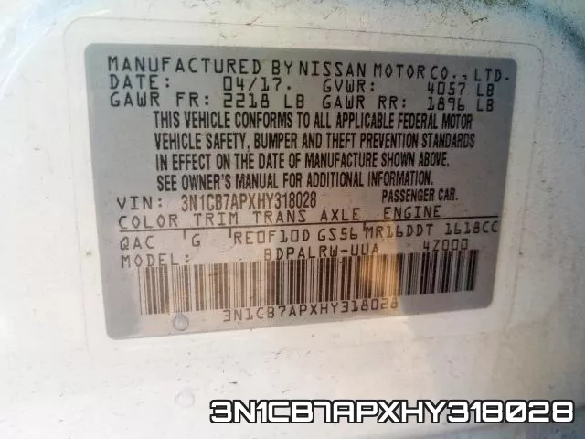3N1CB7APXHY318028 фото 2