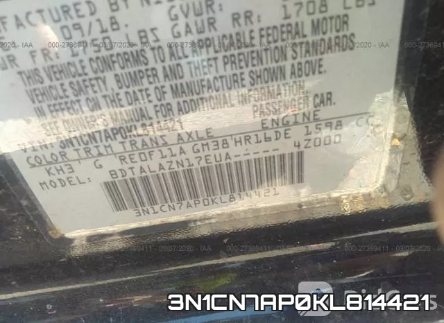 3N1CN7AP0KL814421 фото 10