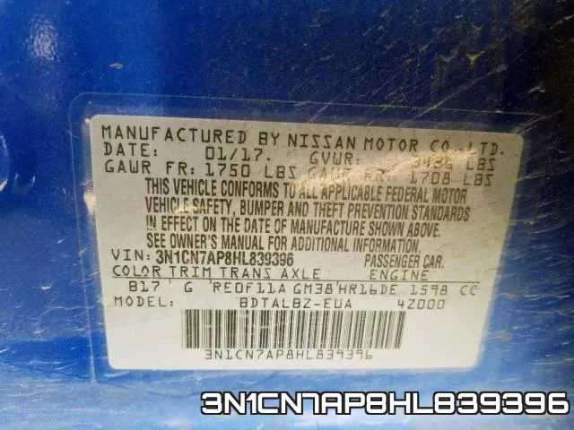 3N1CN7AP8HL839396 фото 2