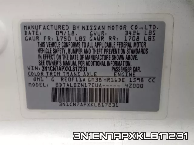 3N1CN7APXKL817231 фото 2