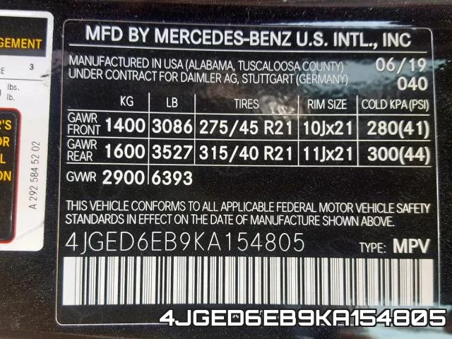 4JGED6EB9KA154805 фото 2