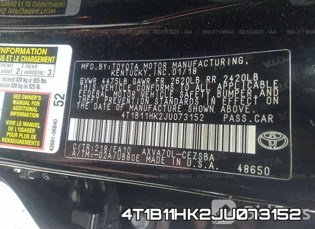 4T1B11HK2JU073152 фото 10
