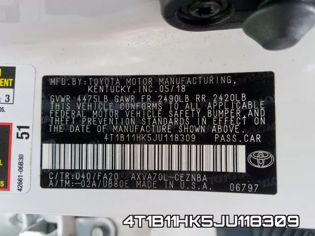 4T1B11HK5JU118309 фото 2