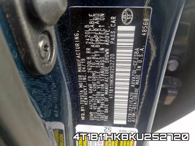 4T1B11HK8KU252720 фото 2