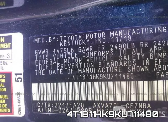 4T1B11HK9KU711480 фото 10