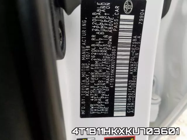 4T1B11HKXKU703601 фото 2