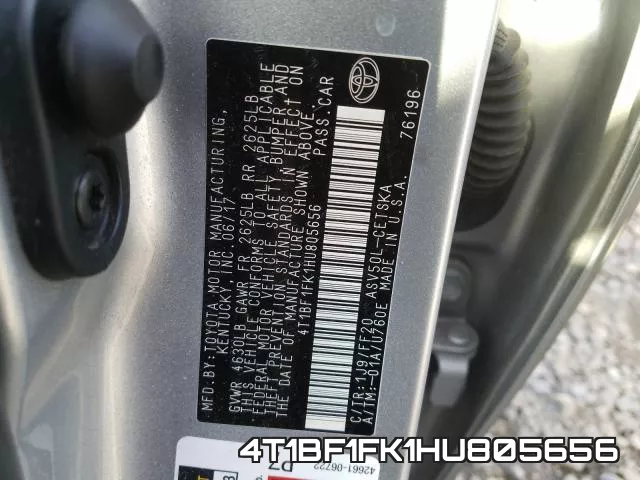 4T1BF1FK1HU805656 фото 2