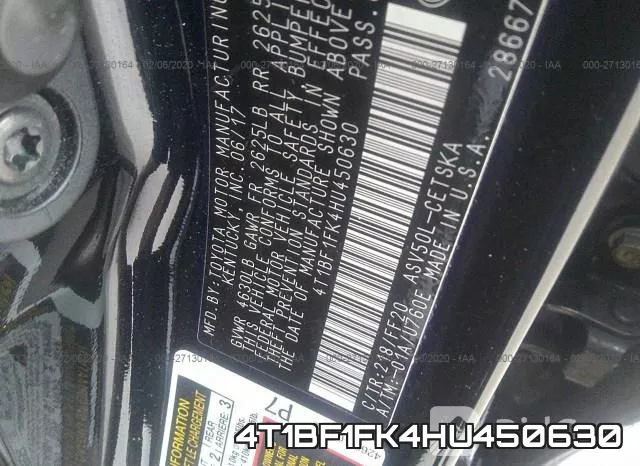 4T1BF1FK4HU450630 фото 3