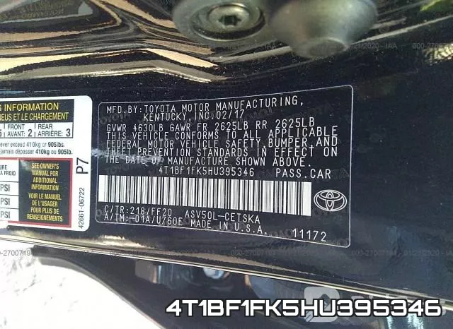 4T1BF1FK5HU395346 фото 10