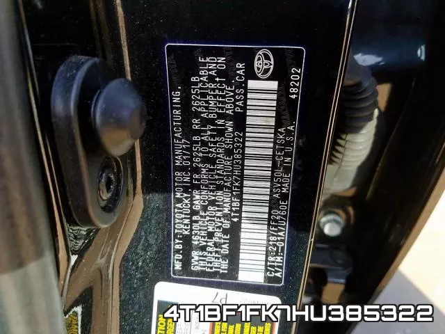 4T1BF1FK7HU385322 фото 2