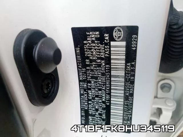 4T1BF1FK8HU345119 фото 2