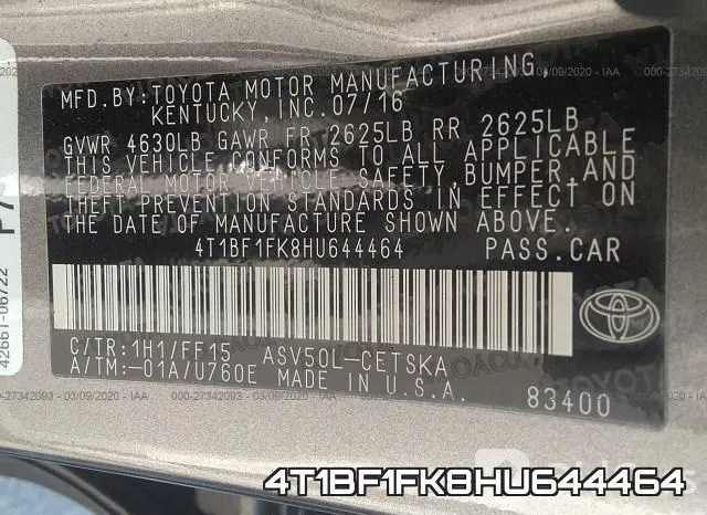 4T1BF1FK8HU644464 фото 10