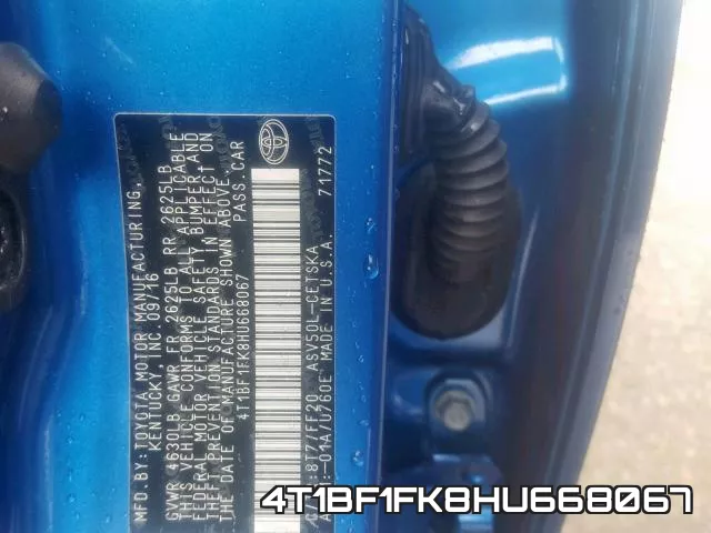 4T1BF1FK8HU668067 фото 2