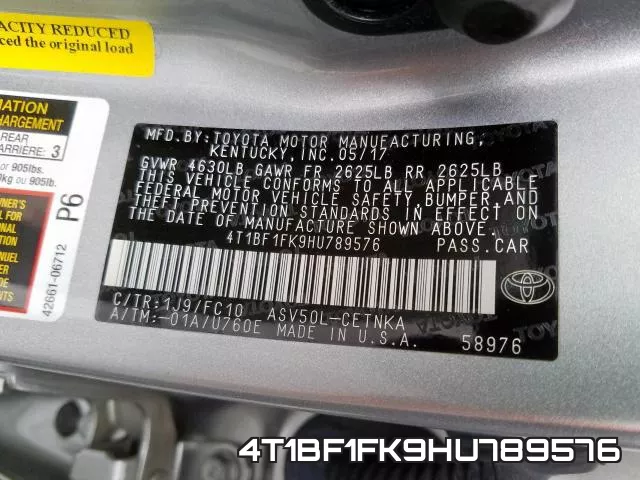 4T1BF1FK9HU789576 фото 2