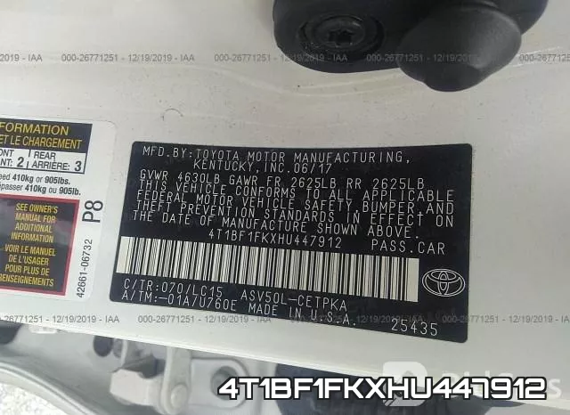 4T1BF1FKXHU447912 фото 8