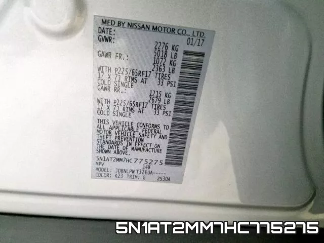 5N1AT2MM7HC775275 фото 2