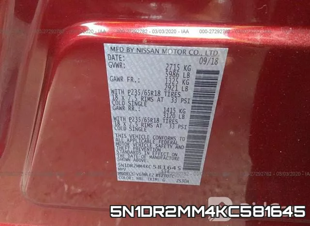 5N1DR2MM4KC581645 фото 10
