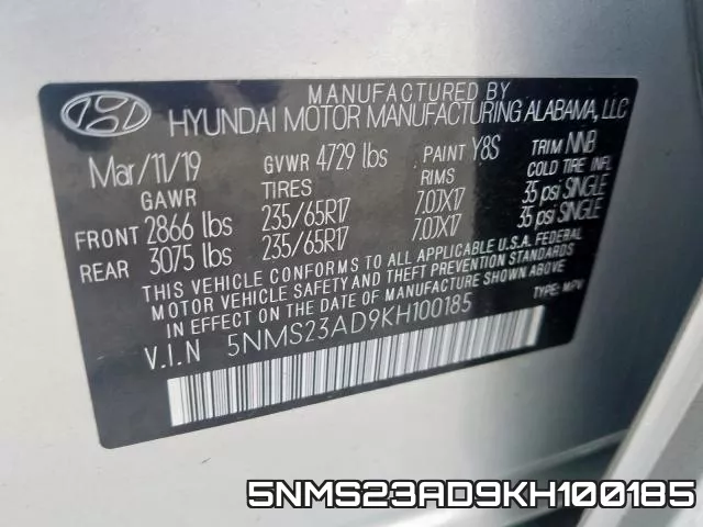 5NMS23AD9KH100185 фото 2