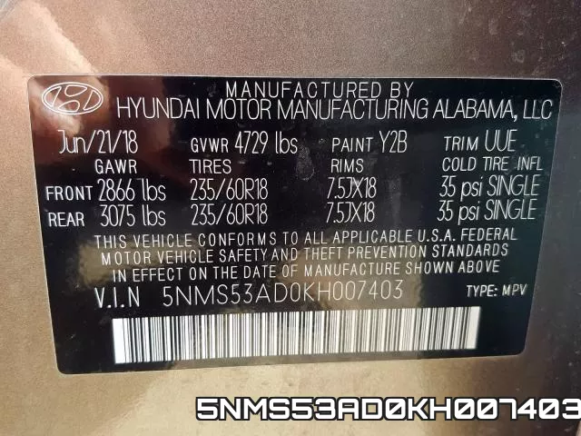 5NMS53AD0KH007403 фото 2