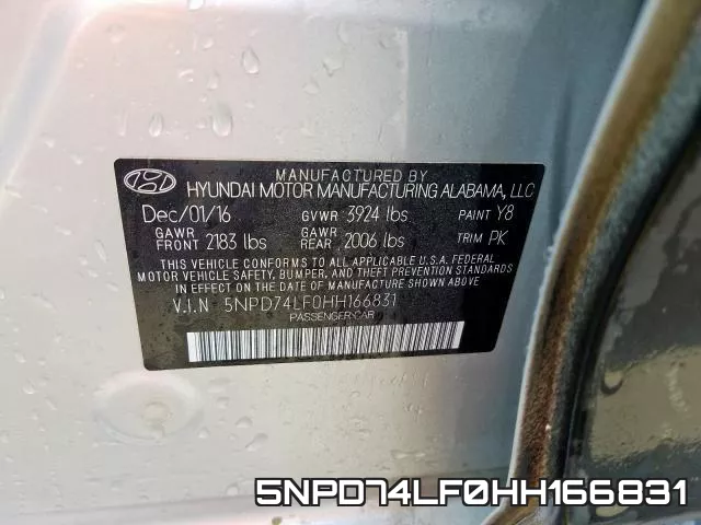 5NPD74LF0HH166831 фото 2