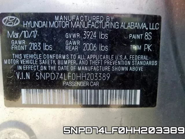 5NPD74LF0HH203389 фото 2