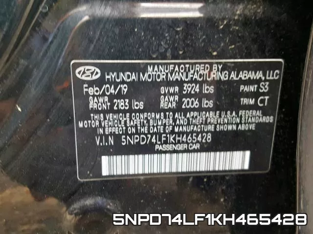 5NPD74LF1KH465428 фото 2
