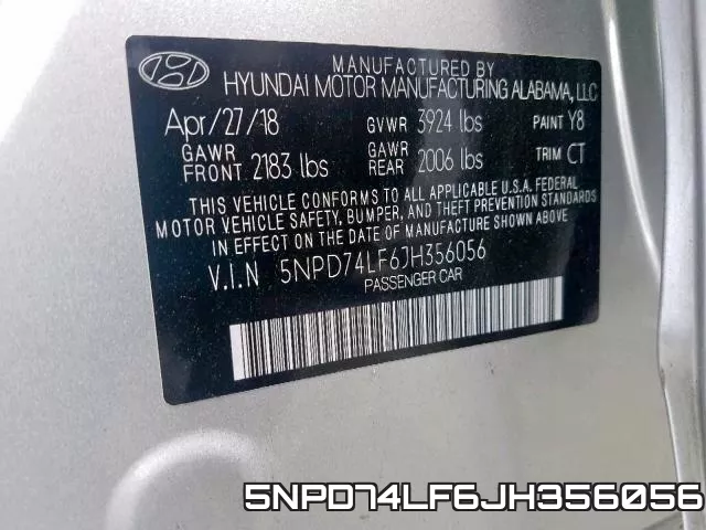 5NPD74LF6JH356056 фото 2