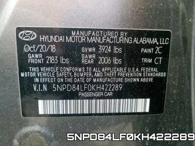 5NPD84LF0KH422289 фото 2