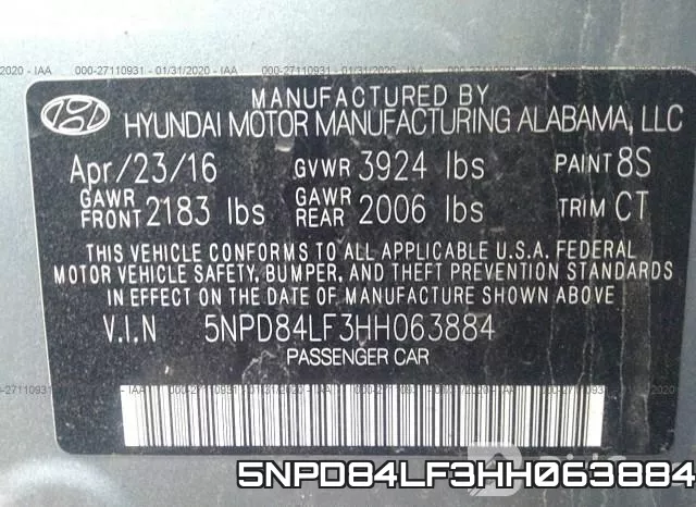 5NPD84LF3HH063884 фото 10