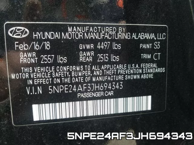 5NPE24AF3JH694343 фото 2