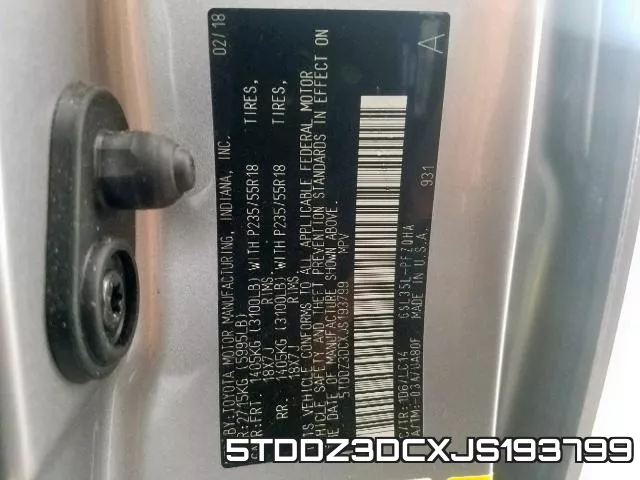 5TDDZ3DCXJS193799 фото 2
