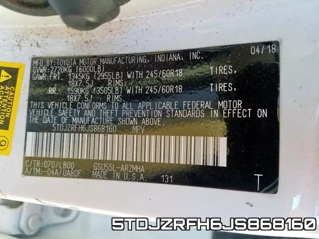 5TDJZRFH6JS868160 фото 2