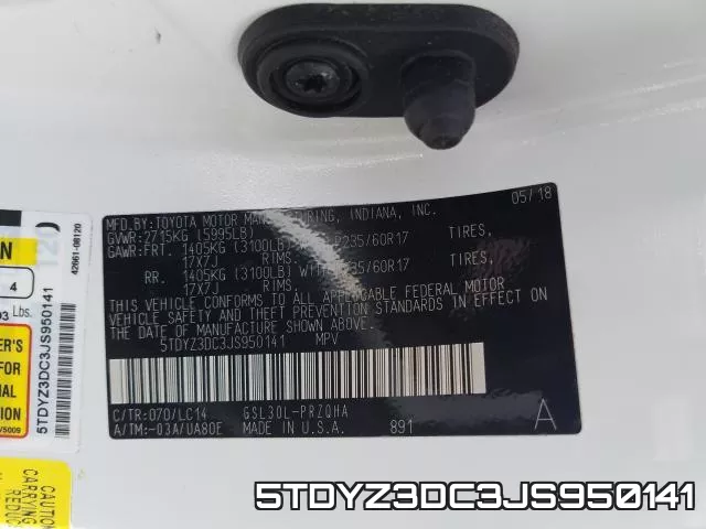 5TDYZ3DC3JS950141 фото 2