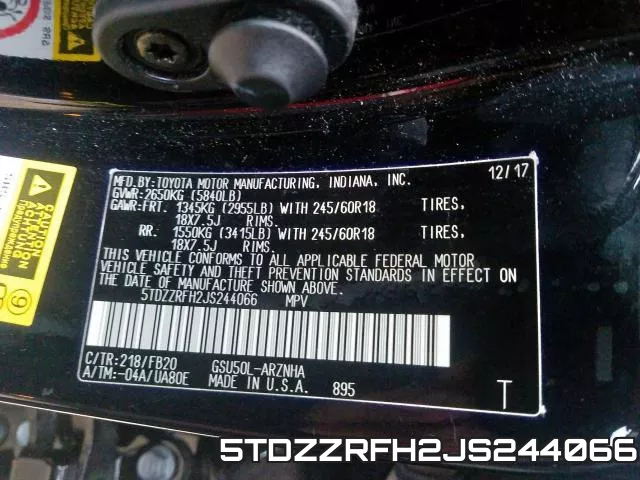 5TDZZRFH2JS244066 фото 2