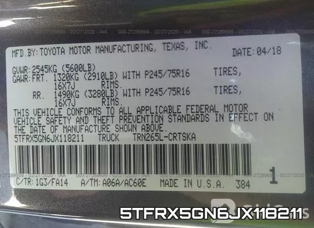 5TFRX5GN6JX118211 фото 10