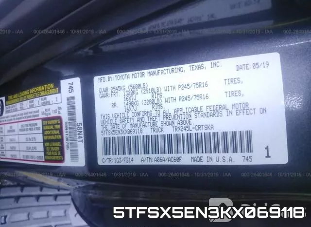 5TFSX5EN3KX069118 фото 6