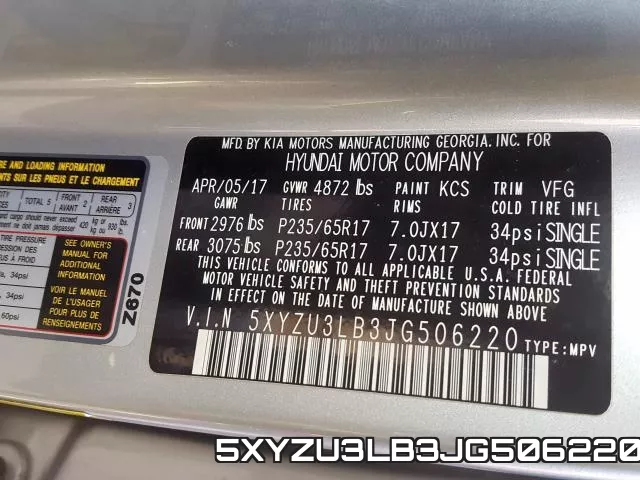 5XYZU3LB3JG506220 фото 2