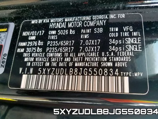 5XYZUDLB8JG550834 фото 2