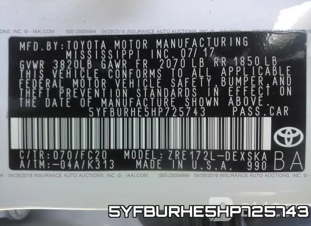 5YFBURHE5HP725743 фото 10