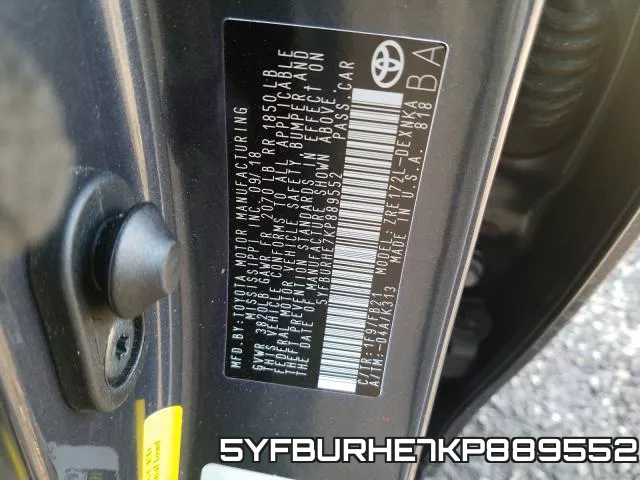 5YFBURHE7KP889552 фото 2