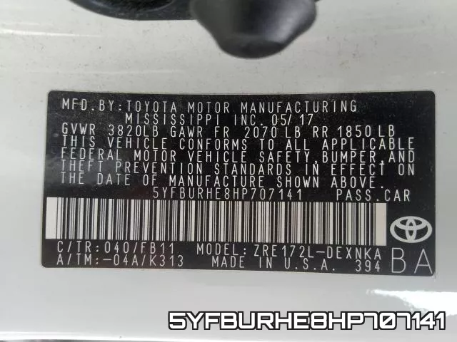 5YFBURHE8HP707141 фото 2