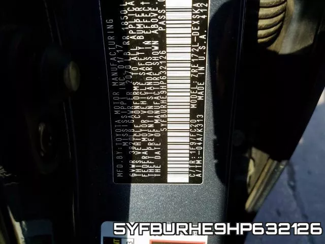 5YFBURHE9HP632126 фото 2