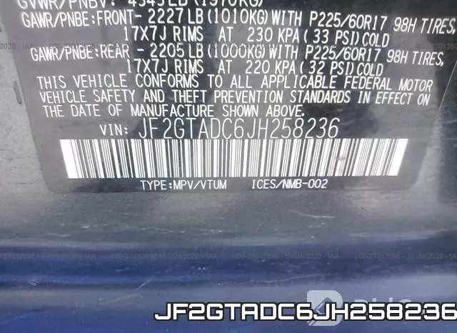 JF2GTADC6JH258236 фото 10