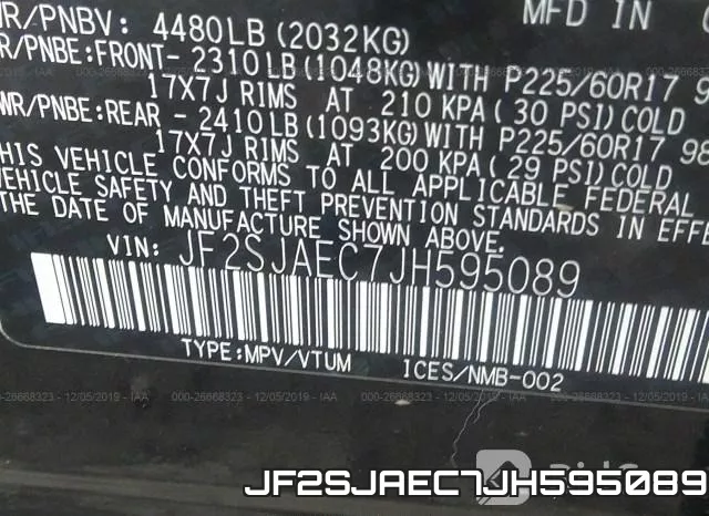 JF2SJAEC7JH595089 фото 10