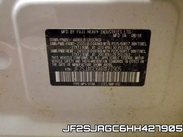 JF2SJAGC6HH427905 фото 2