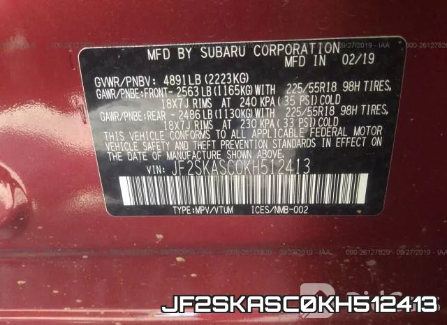 JF2SKASC0KH512413 фото 10