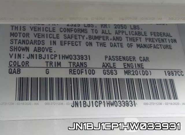 JN1BJ1CP1HW033931 фото 10