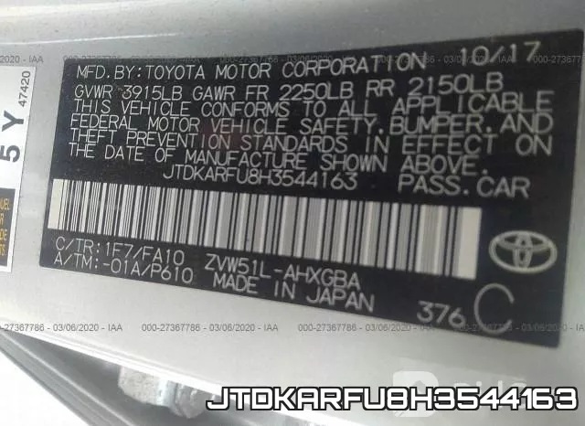 JTDKARFU8H3544163 фото 10