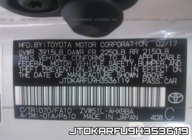 JTDKARFU9H3536119 фото 10